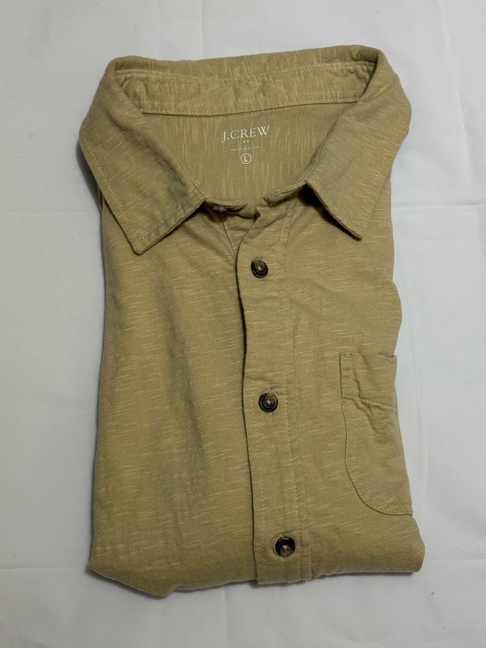 J. Crew Sandstone Short-Sleeve Button Shirt Mens Large Slub Cotton